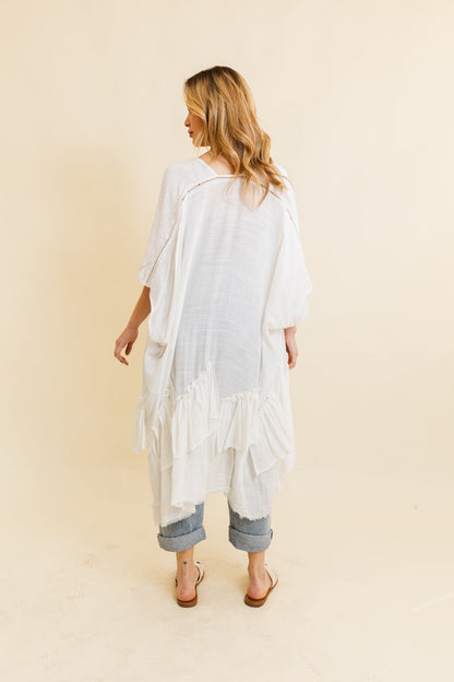 Solid Ruffle Edge Bohemian Kimono Leto Collection