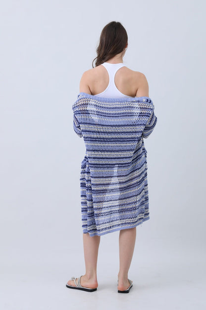 Nautical Blue Stripe Cardigan – Classic & Coastal Cool⚓🌊 Leto Collection