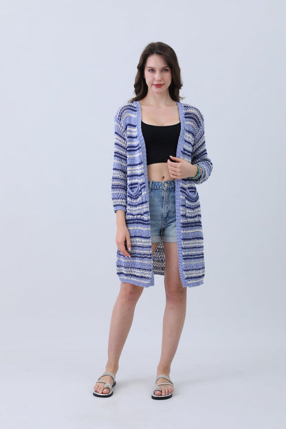 Nautical Blue Stripe Cardigan – Classic & Coastal Cool⚓🌊 Leto Collection