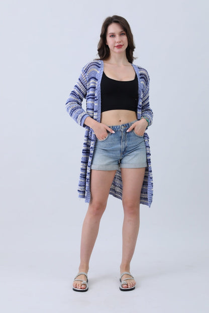Nautical Blue Stripe Cardigan – Classic & Coastal Cool⚓🌊 Leto Collection