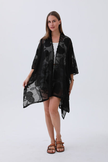 Luxury Embroidered Kimono – Elegant Solid Cover-Up 🌸🧵 Leto Collection
