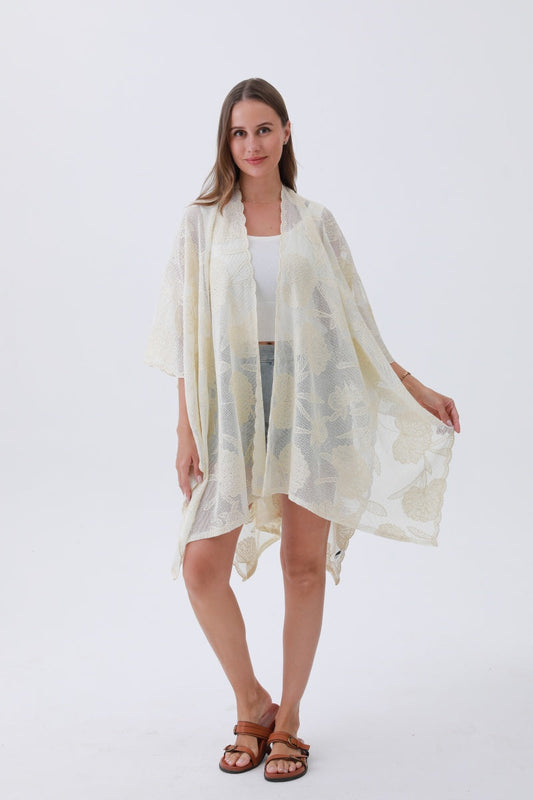 Luxury Embroidered Kimono – Elegant Solid Cover-Up 🌸🧵 Leto Collection