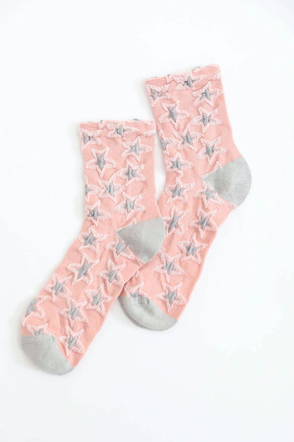 Leto Collection boho star socks in pink and gray with star design for stylish comfort