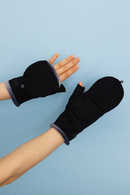 Convertible Faux Suede Fingerless Mittens Leto Collection