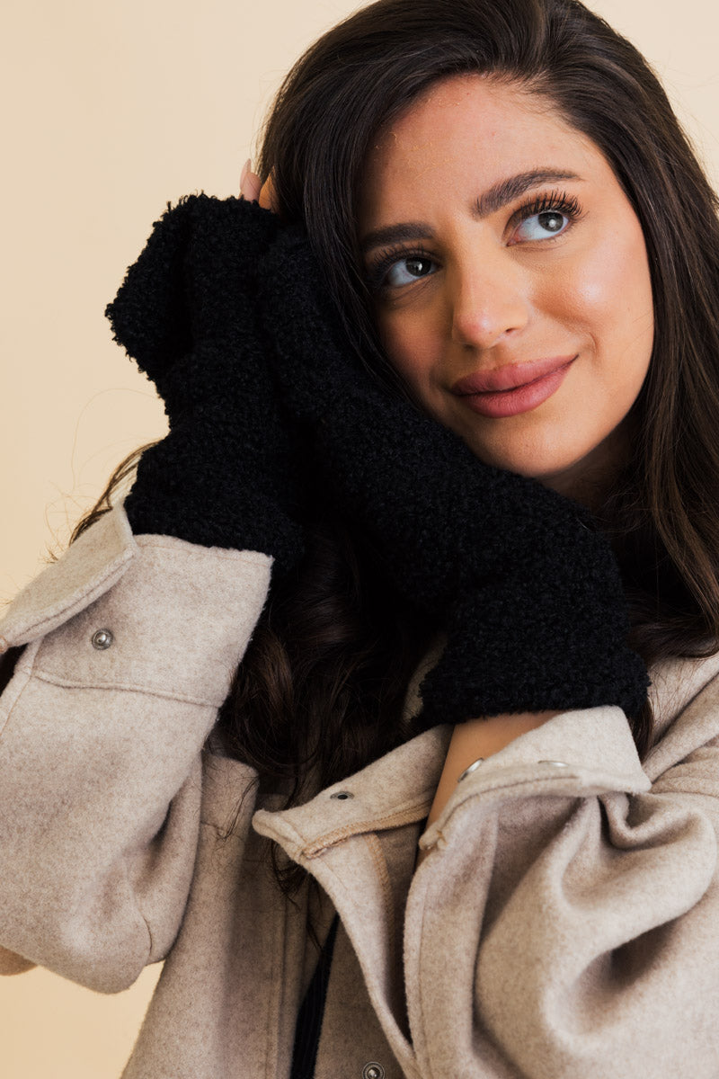 Foldable Texting Gloves with Sherpa Fleece Mittens ????-Soul Flow Apparel