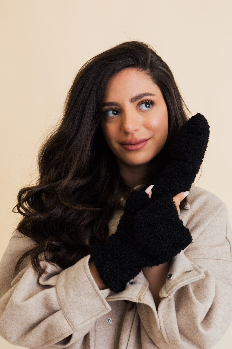 Foldable Texting Gloves with Sherpa Fleece Mittens ????-Soul Flow Apparel