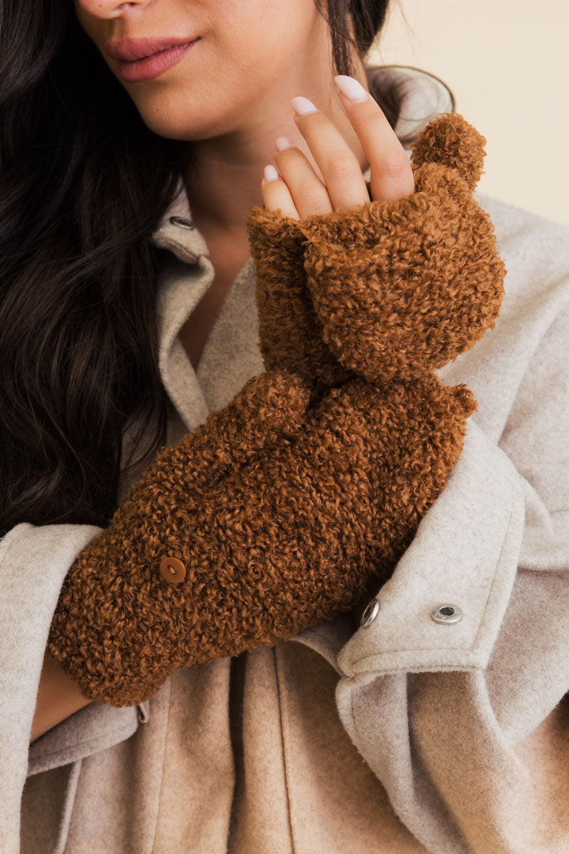 Foldable Texting Gloves with Sherpa Fleece Mittens ????-Soul Flow Apparel