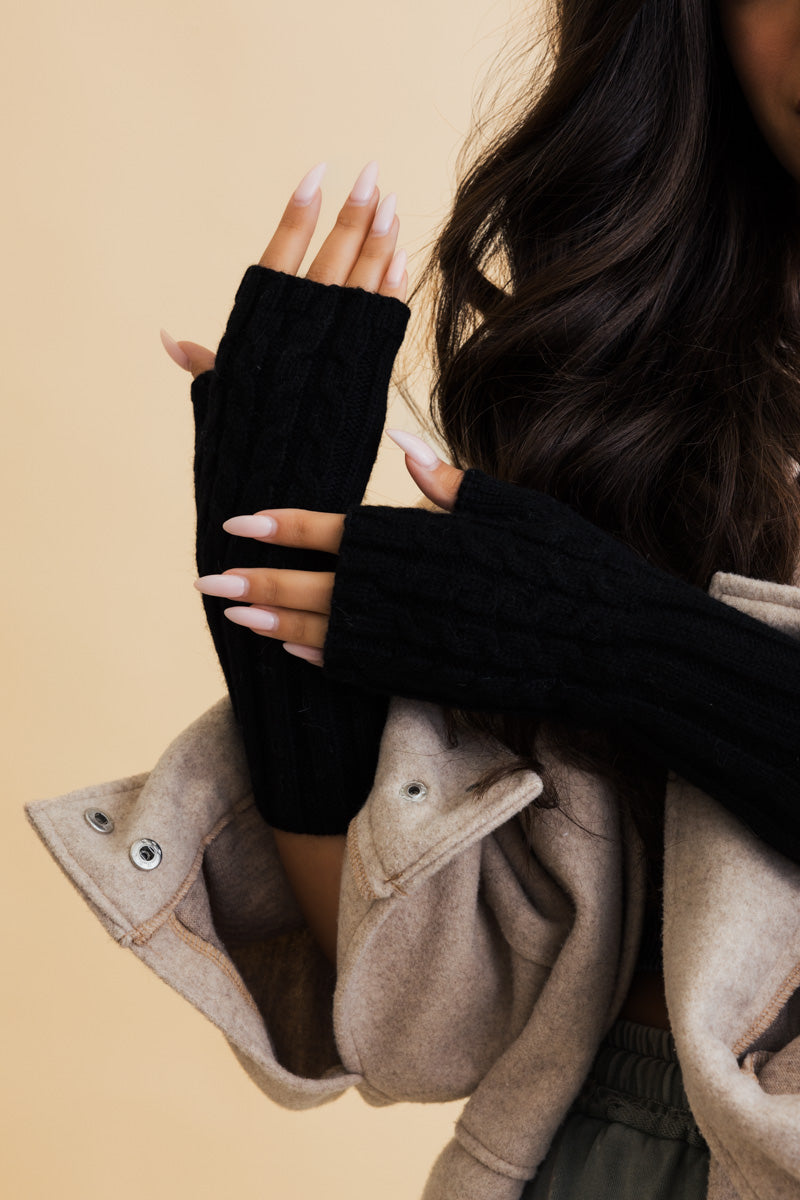 Winter Cable Knit Fingerless Gloves-Soul Flow Apparel