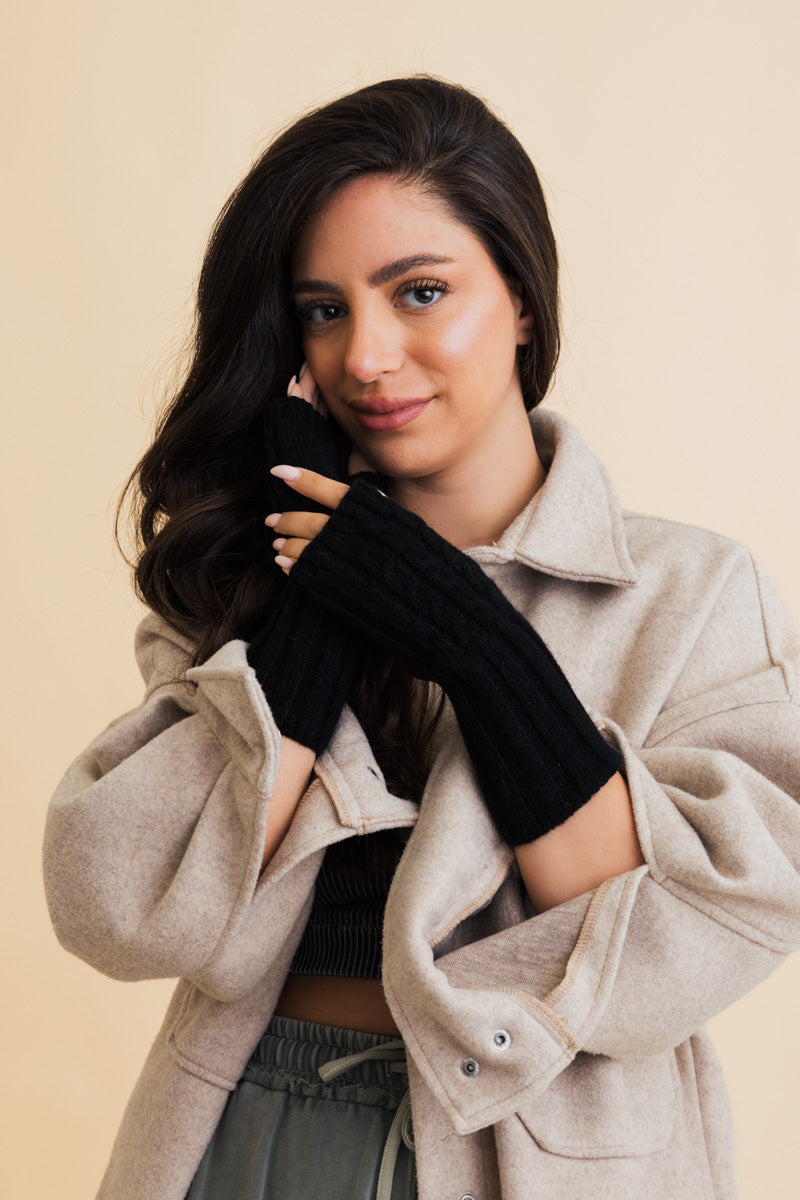 Winter Cable Knit Fingerless Gloves-Soul Flow Apparel