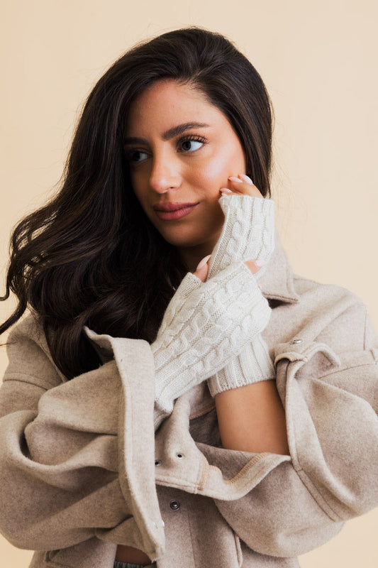 Winter Cable Knit Fingerless Gloves-Soul Flow Apparel