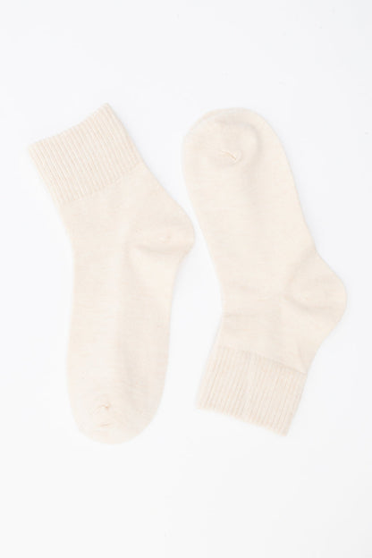 Leto Collection Smiley Face Socks in cream color for comfortable and cheerful wear