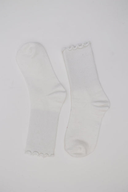 Cotton Blend Lettuce Edge Crew Socks for All Season 🧶 Leto Collection