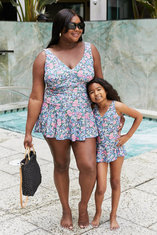 Marina West Swim Full Size Clear Waters Swim Dress in Rose Sky-Soul Flow Apparel