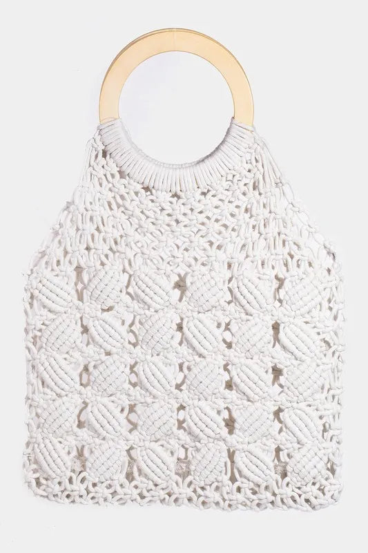 Fame Boho Braided Wooden Top Handle Bag-Soul Flow Apparel