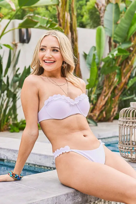 And The Why Frill Trim Bandeau Bikini Swim Set-Soul Flow Apparel