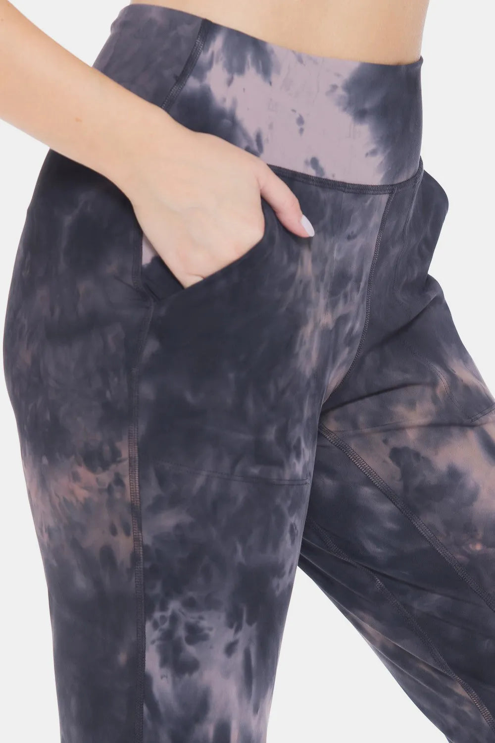 Trendsi tie-dye high waist leggings with side pockets for comfort and style