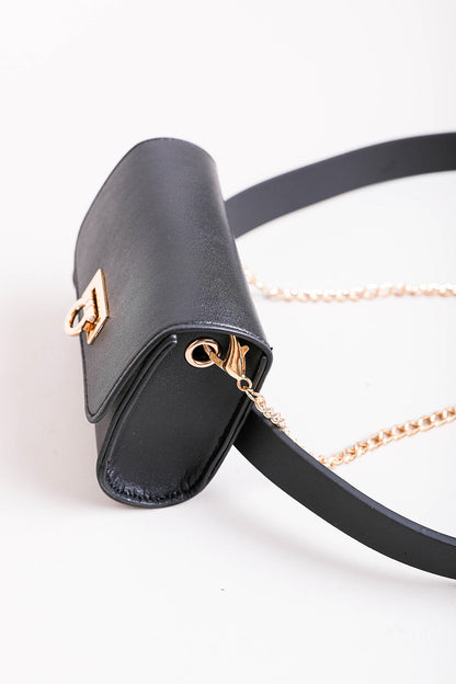 Mini Faux Leather Belt Bag – Chic with Gold Link Chain-Soul Flow Apparel