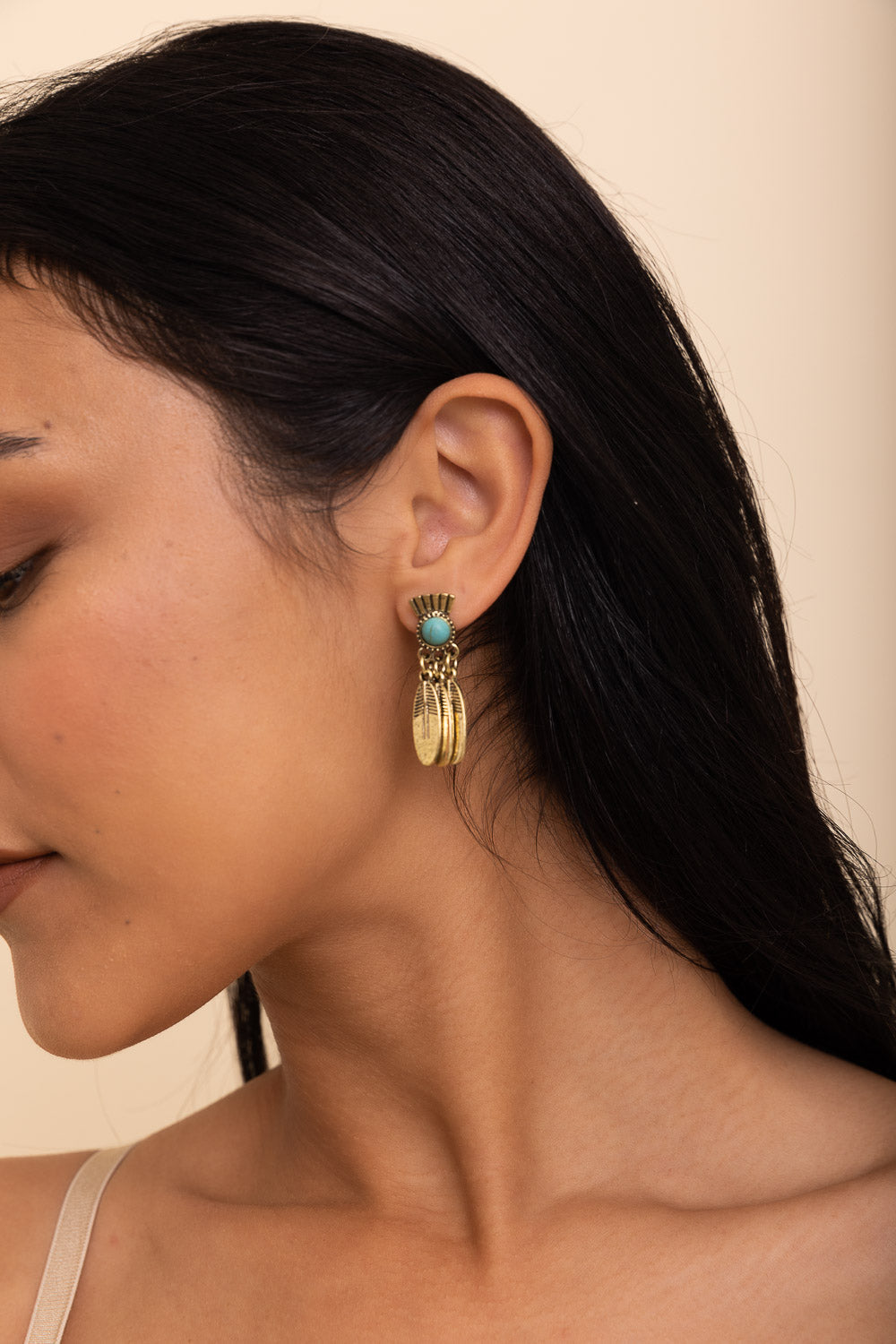 Antique Bronze Turquoise Stone Earrings-Soul Flow Apparel