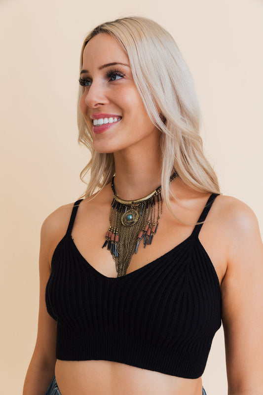 Leto Collection Boho Necklace, Boho Chic Jewelry, Spiritual statement fringed necklace with turquoise pendant