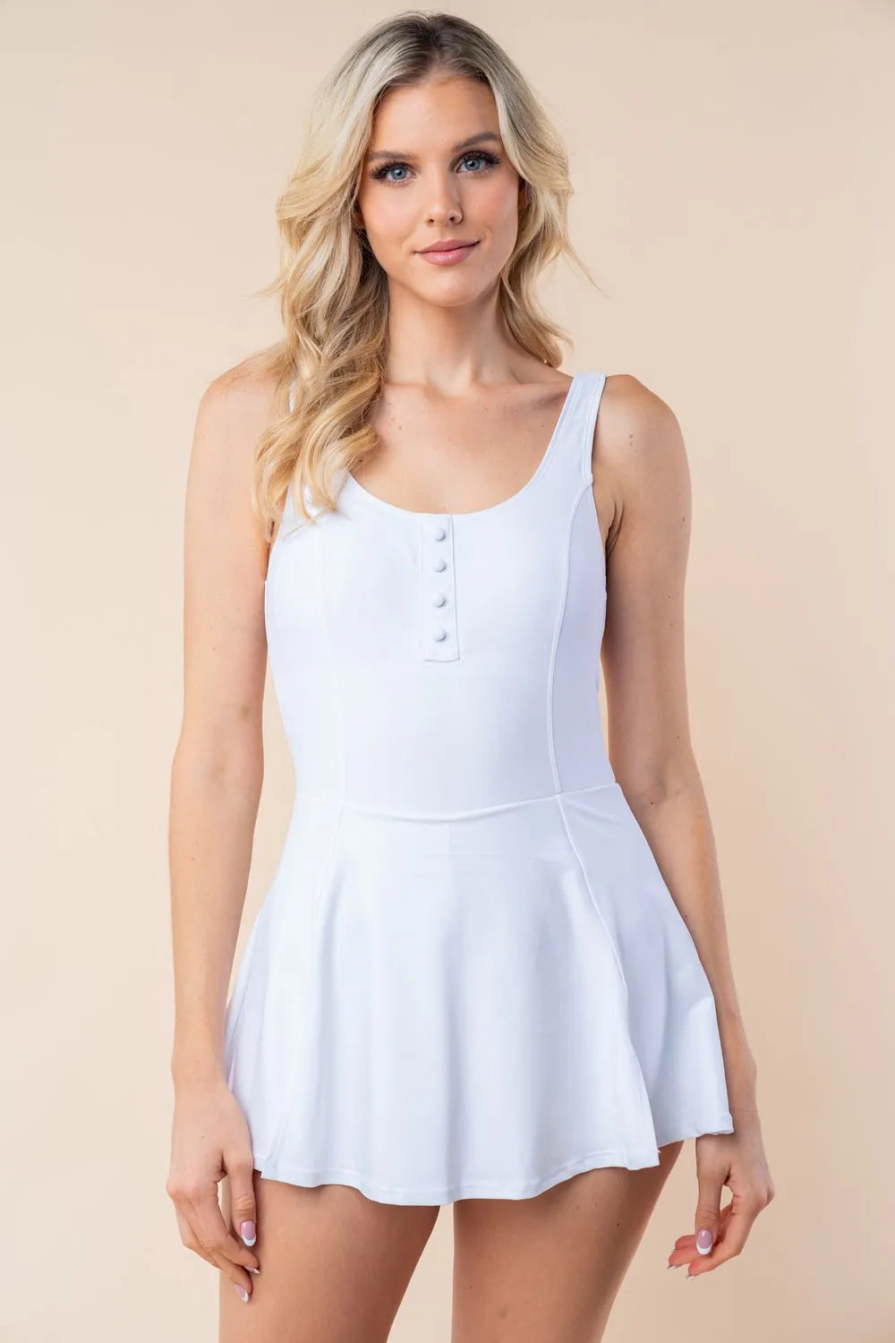 White Birch Sleeveless Performance Knit Swim Dress-Soul Flow Apparel