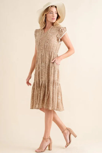 And The Why Boho Printed Tiered Maxi Dress-Soul Flow Apparel