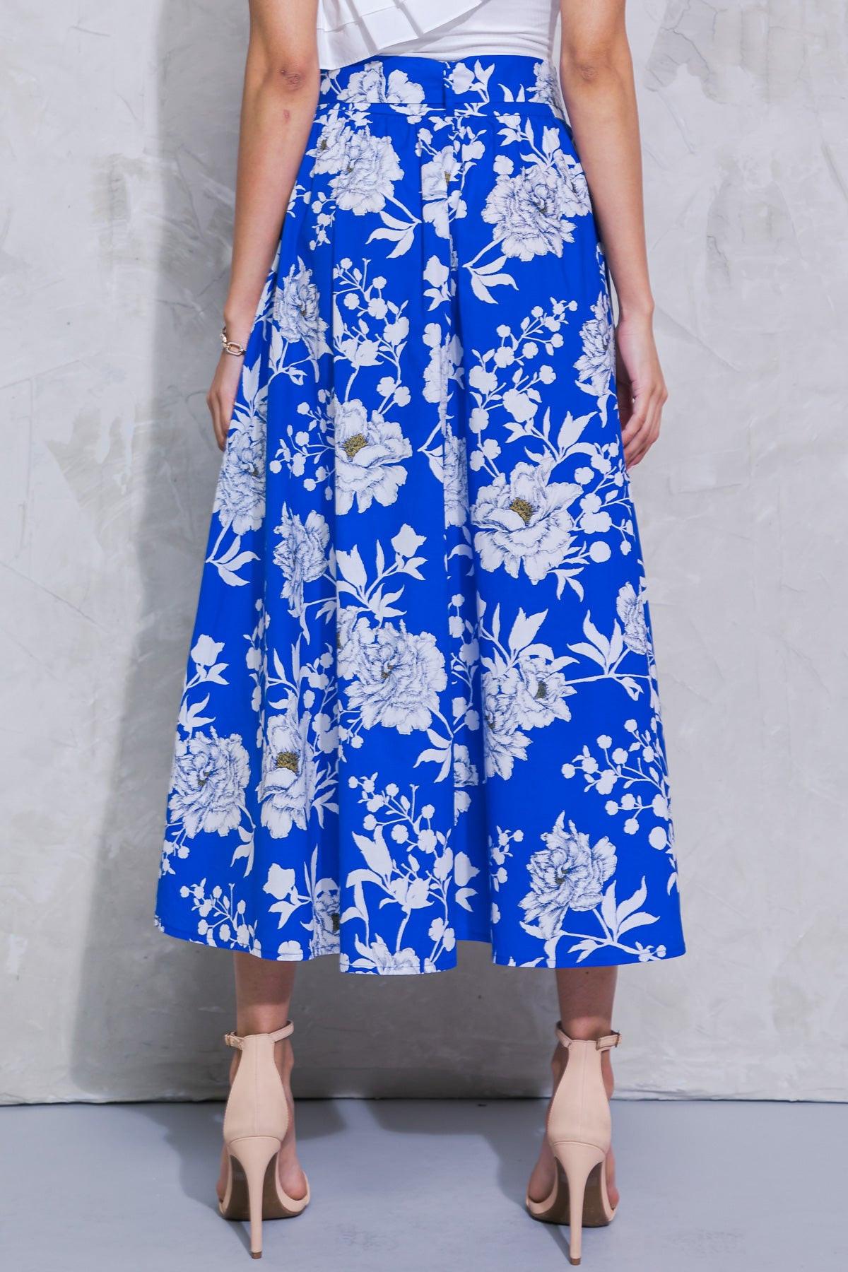 Perpect Paradise Poplin Skirt With Side Pockets And Self Tie