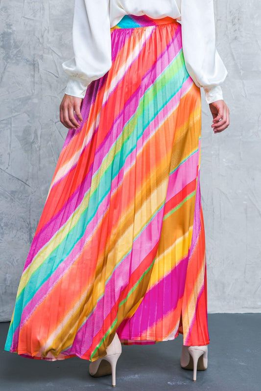 Dramatic Dreams Pleated Maxi Skirt With Side Zipper Lightweight