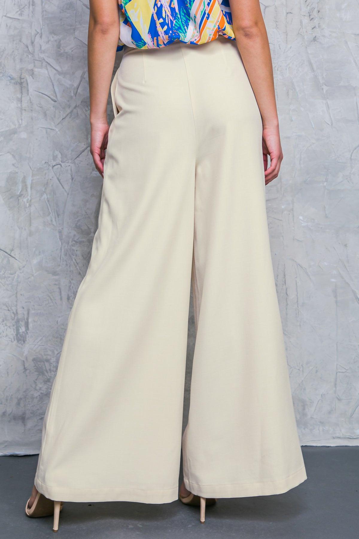 Delicate Feelings Woven Pants With Front Closure Front Pleats And Wide Leg
