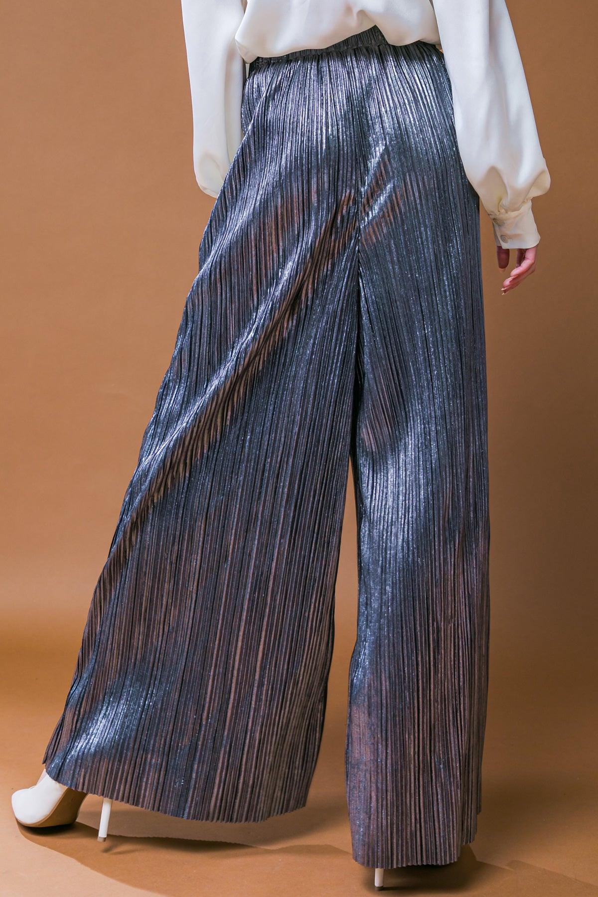 Porch Swing Kisses Woven Pants Wide Leg Pleated Elasticized Waistband