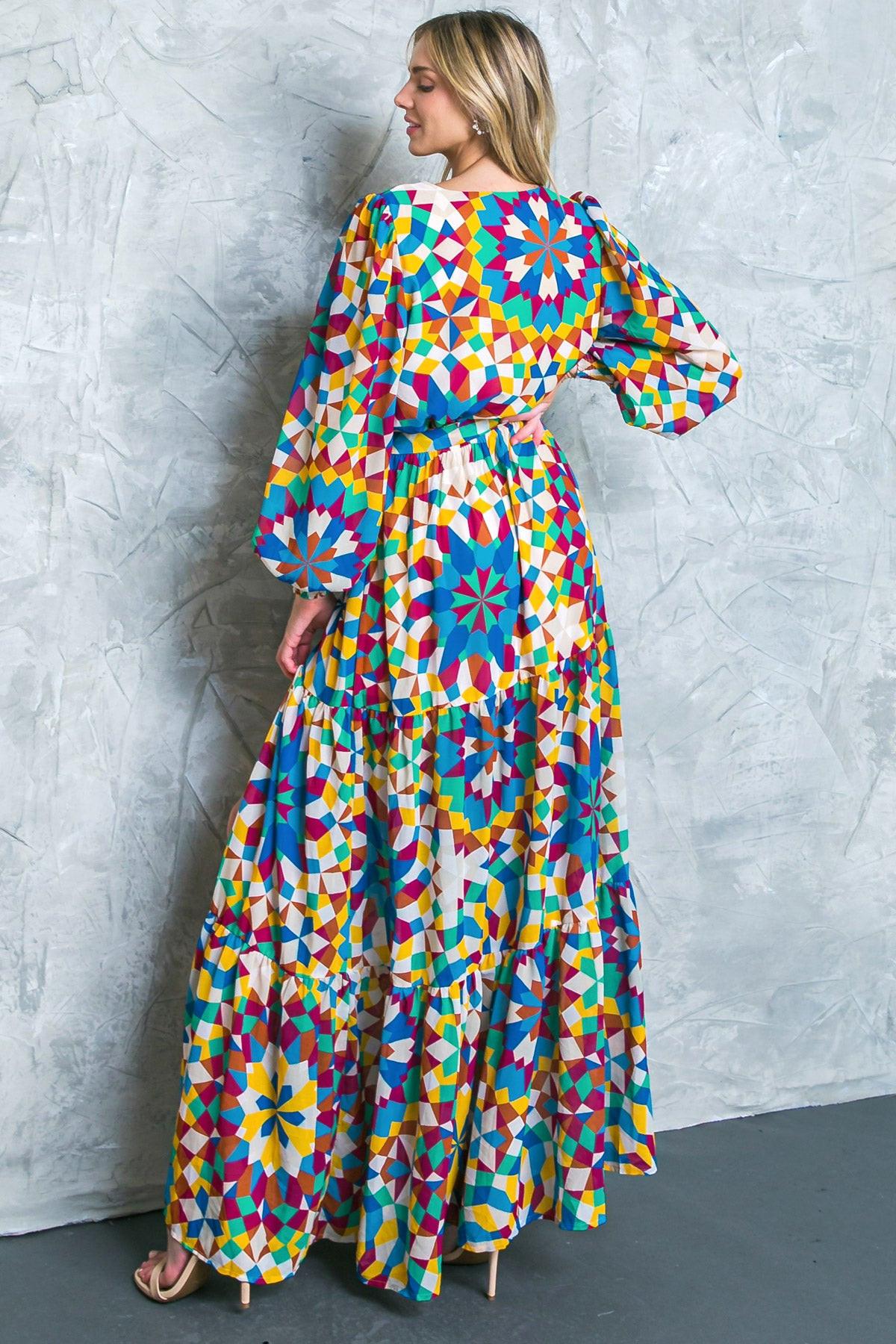 Everything I Love Printed Woven Maxi Dress With Surplice Neckline