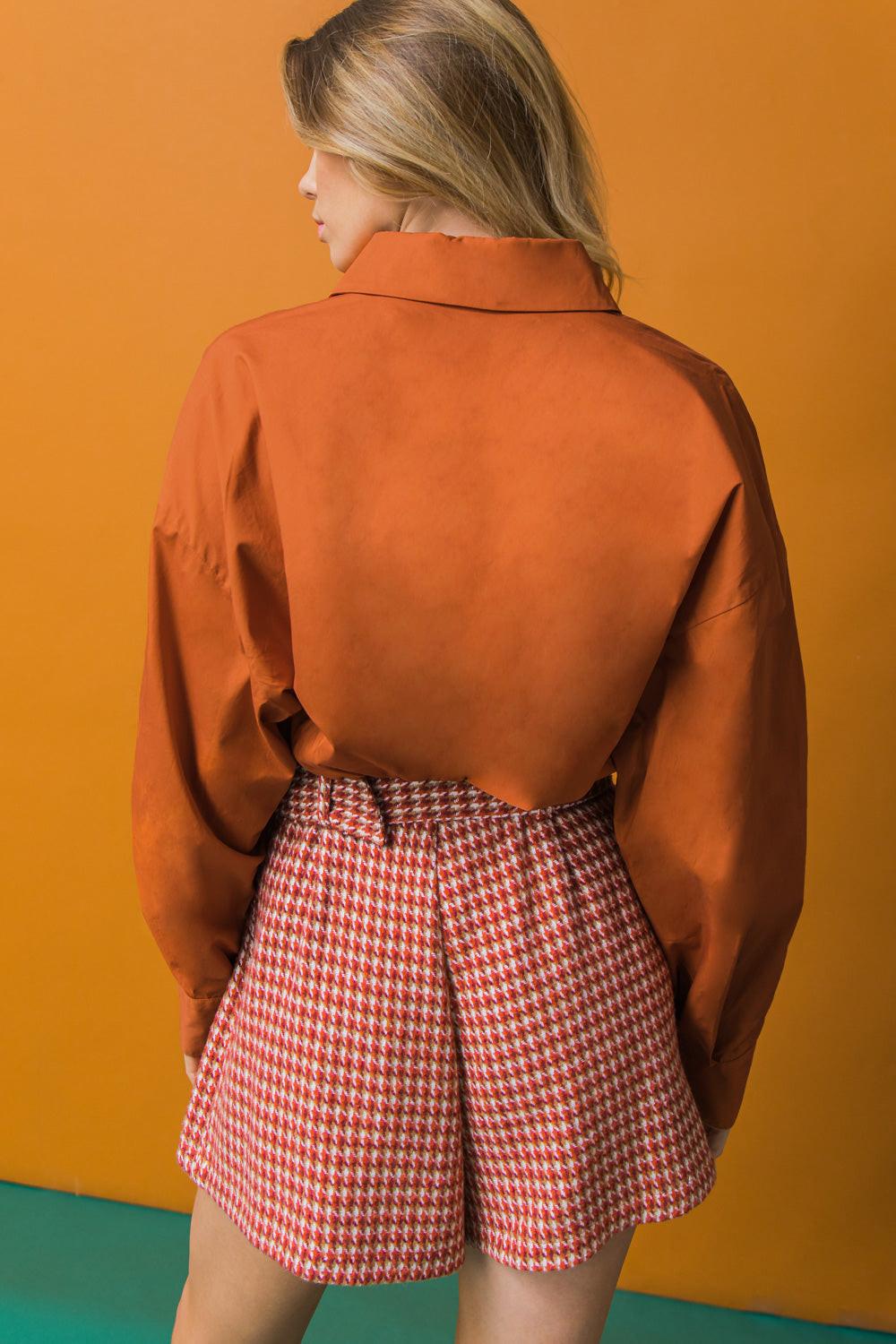 State Of Success Poplin Top With Classic Collar Front Button Placket