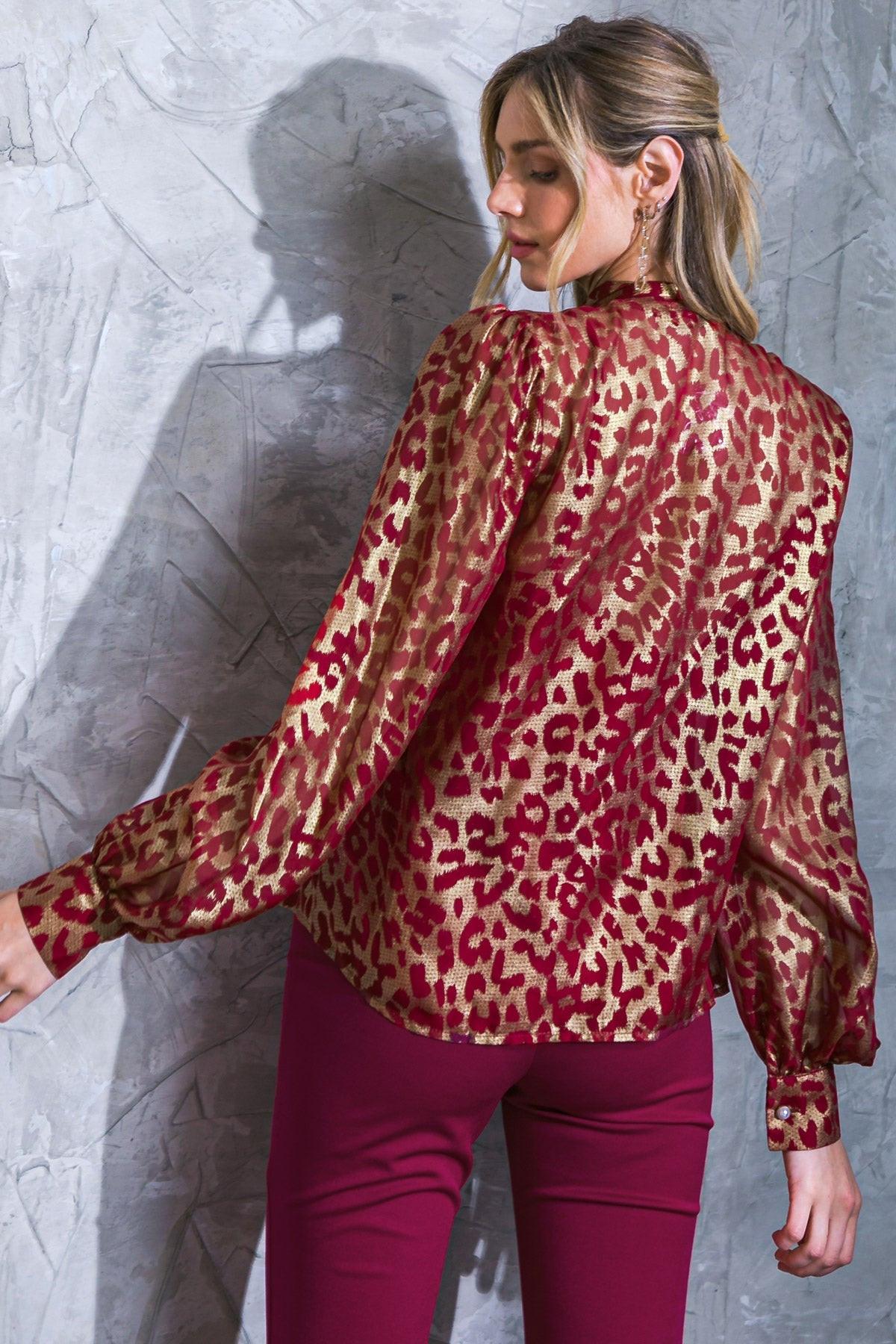 Beyond Compare Semi Sheer Printed Top With Front Tie Closure