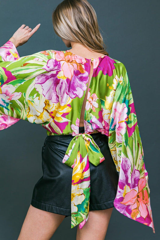 Extravagant Presence Woven Top With Round Neckline And Slit Back