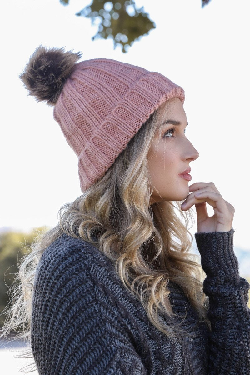Soul Flow Apparel | Boho Basic Ribbed Pom Beanie
