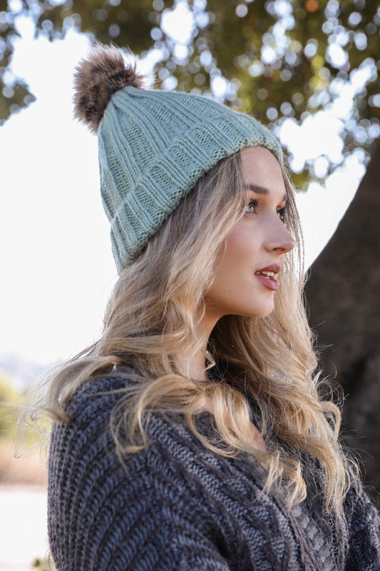 Soul Flow Apparel | Boho Basic Ribbed Pom Beanie