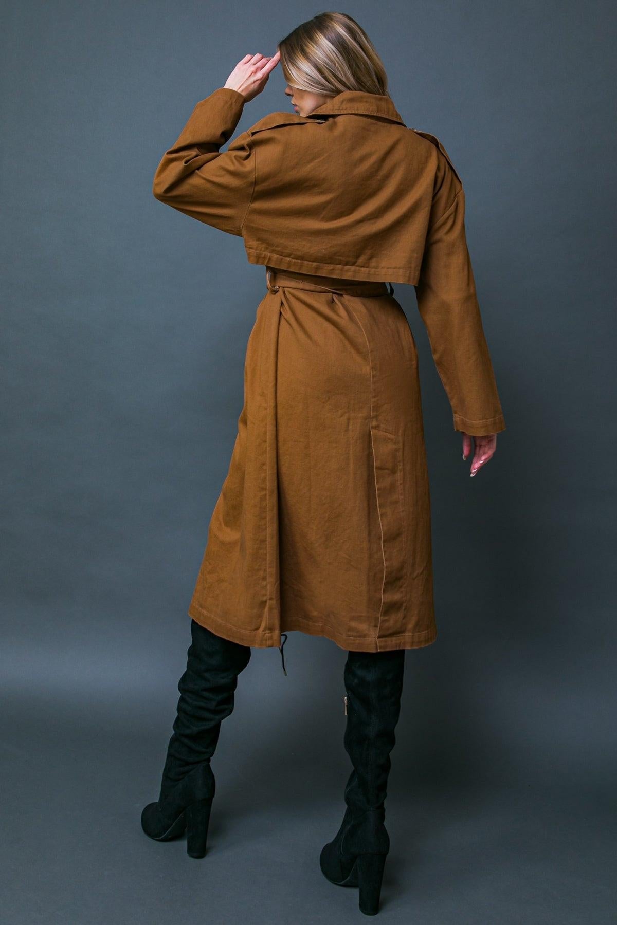 Keeper Of My Heart Cotton Twill Trench Coat With Self Tie Waist