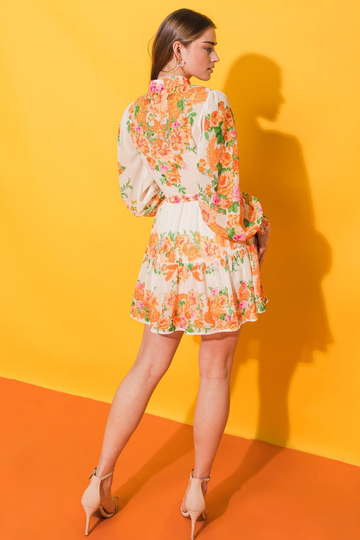 Furthest Thing Woven Mini Dress With Shirt Collar and Ruffled Hem
