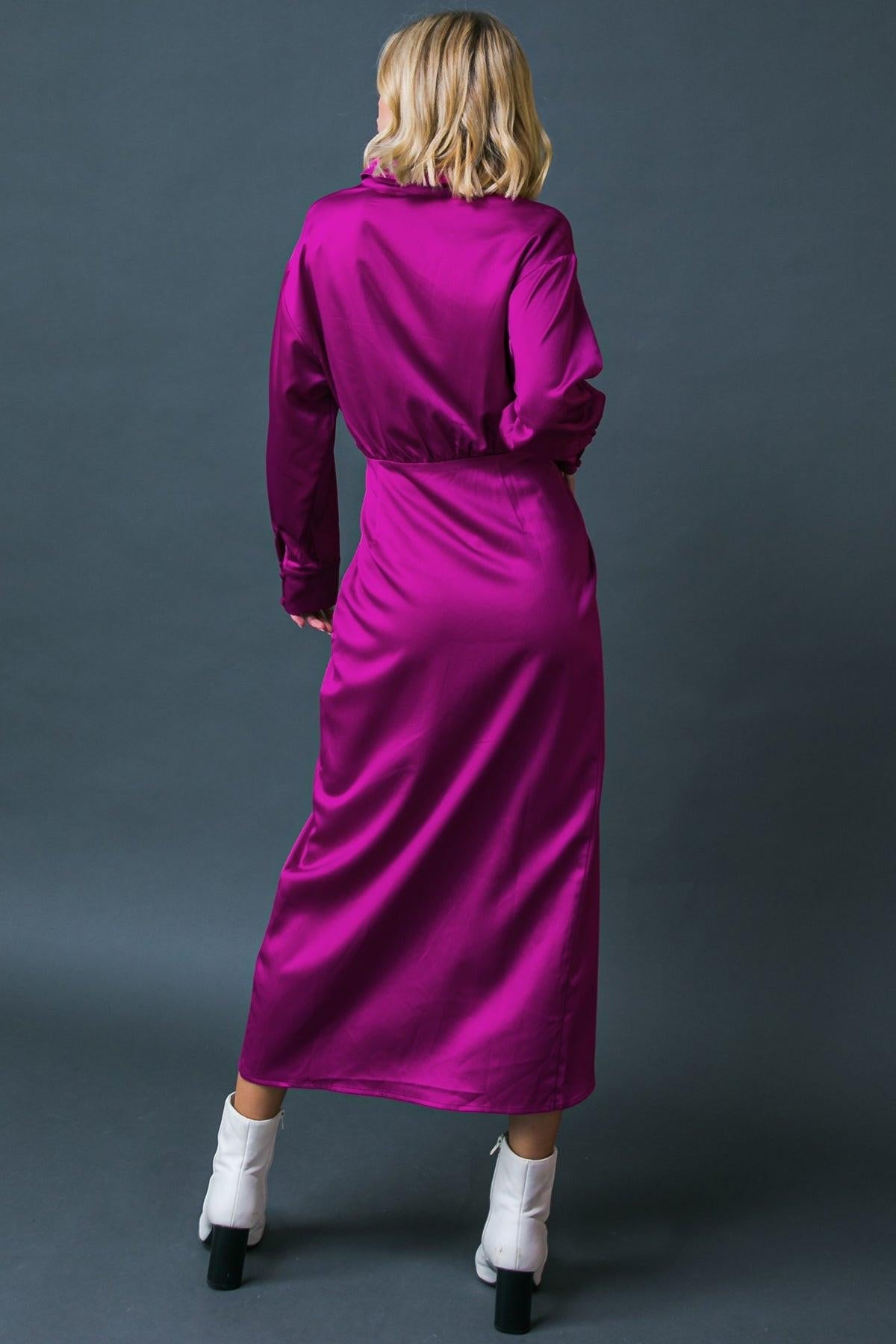 Too Good To Be True Woven Midi Dress With Surplice Neckline And Front Pleats