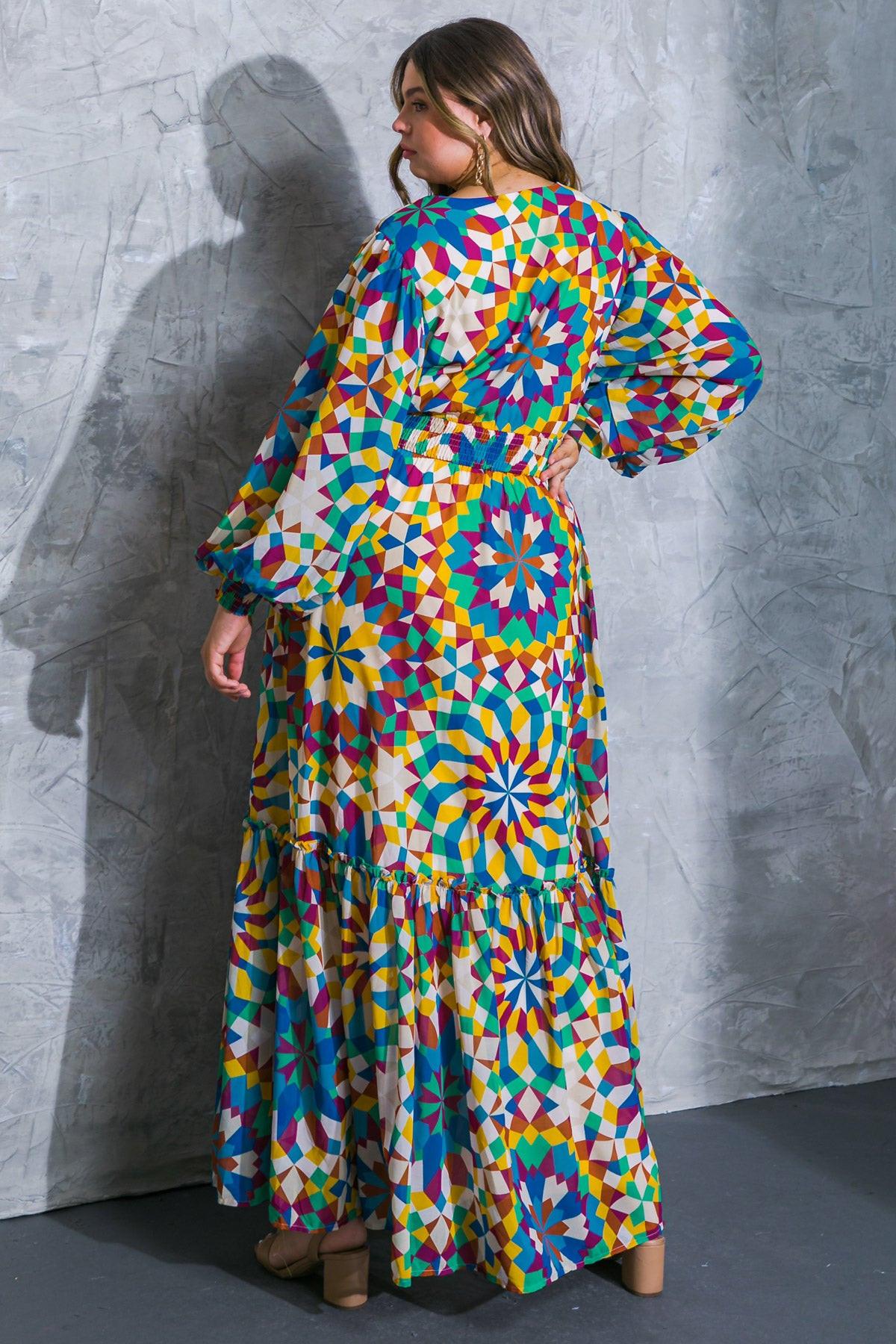 Everything I Love Printed Woven Maxi Dress With Surplice Neckline