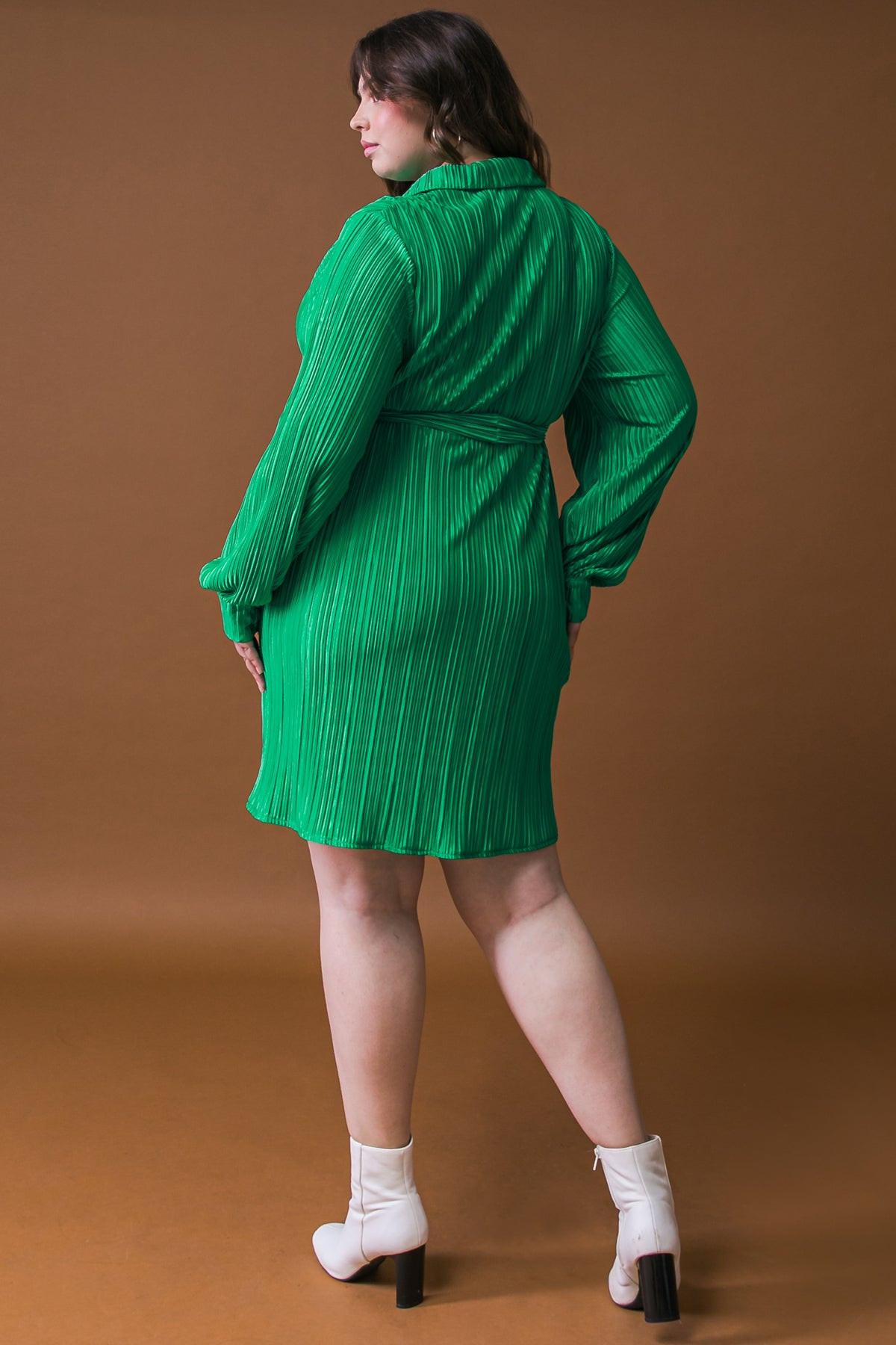 Make You Wanna Stay Woven Mini Dress With Pleated Detailing And Shirt Collar