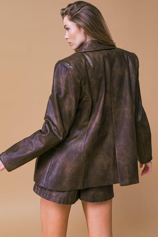 Exceptional Look Faux Blazer With One Button Closure