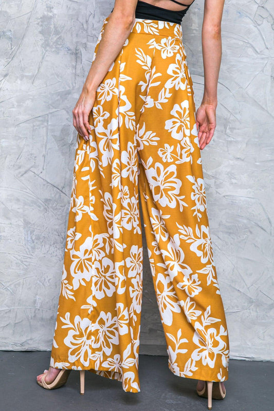 Let The Light In Brown Woven Pants With Wide Leg Front Pleats