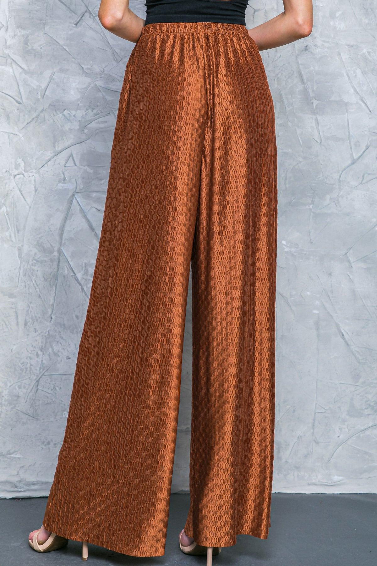 Regal Romance Woven Pants Elastic Waist Flattering Fit