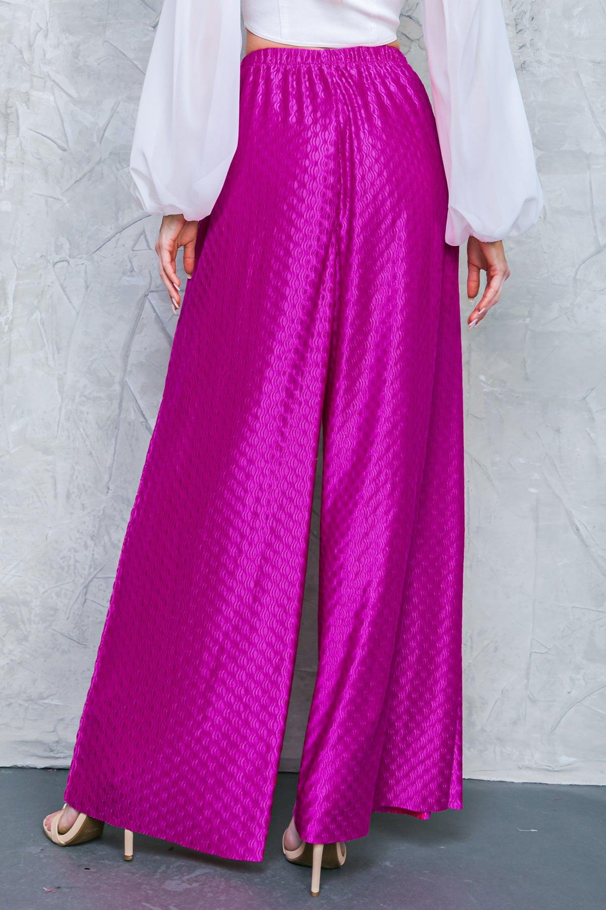 Regal Romance Woven Pants Elastic Waist Flattering Fit