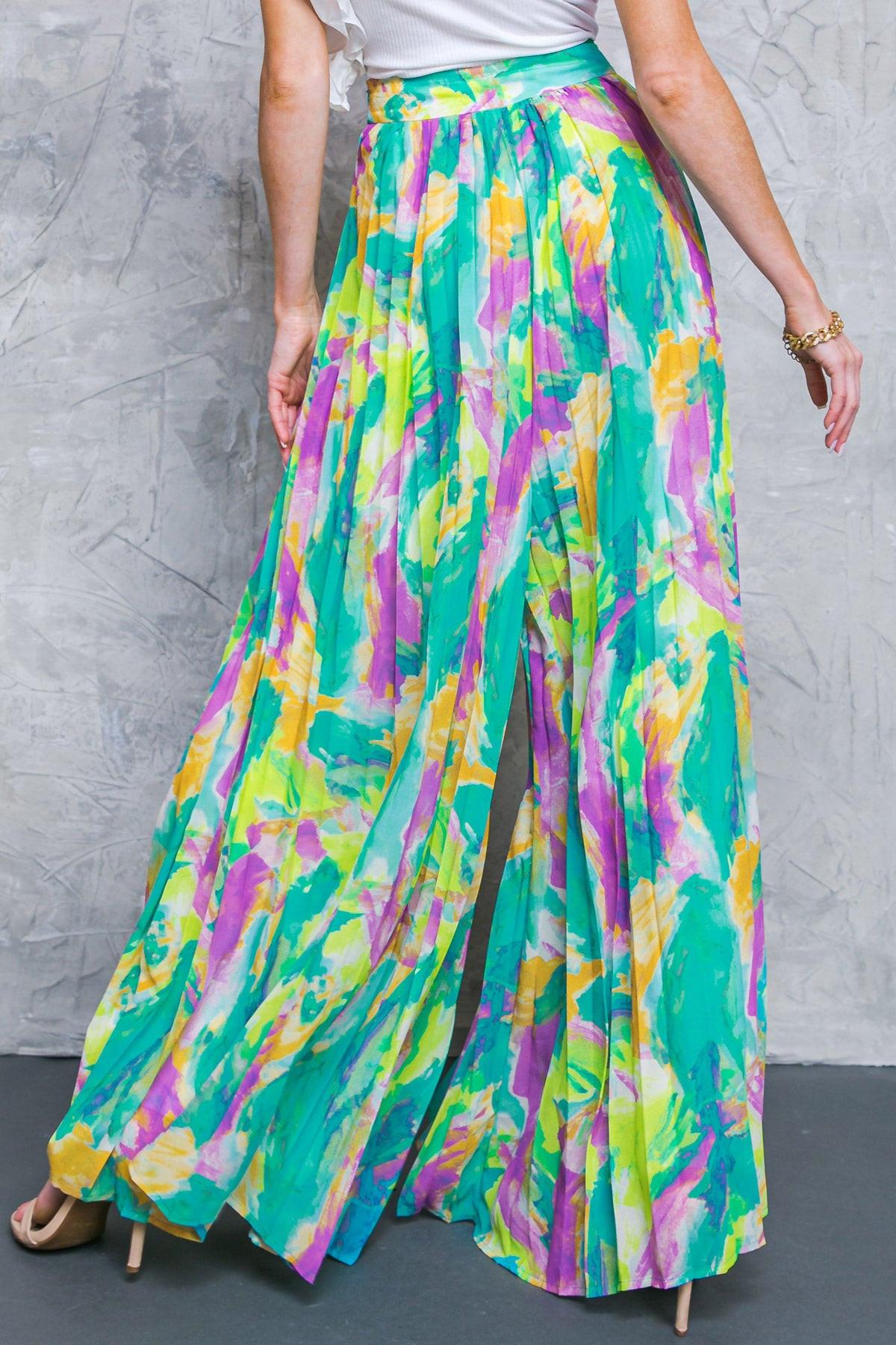 Magnolia Santa Caterina Woven Pants Pleated Wide Leg With Flat Front Waistband
