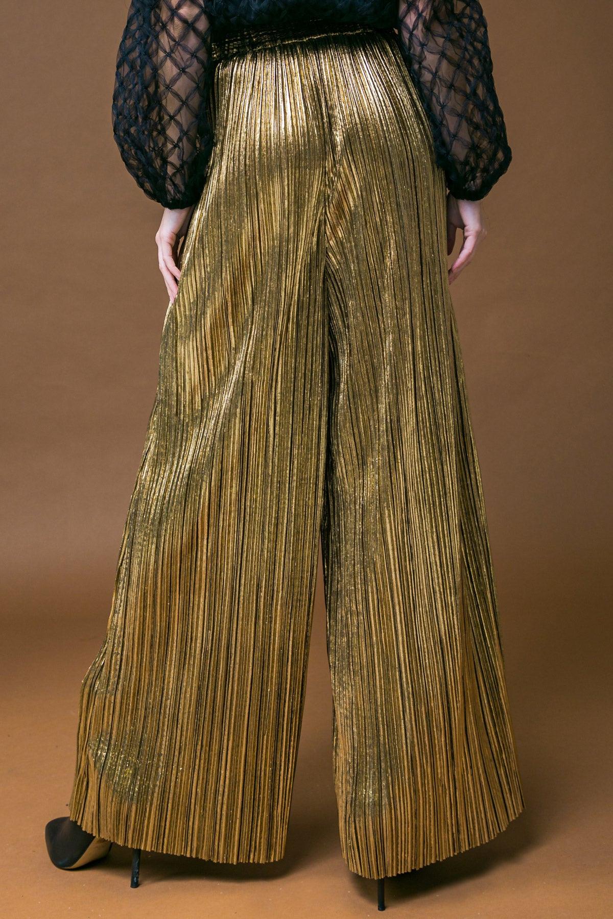 Porch Swing Kisses Woven Pants Wide Leg Pleated Elasticized Waistband