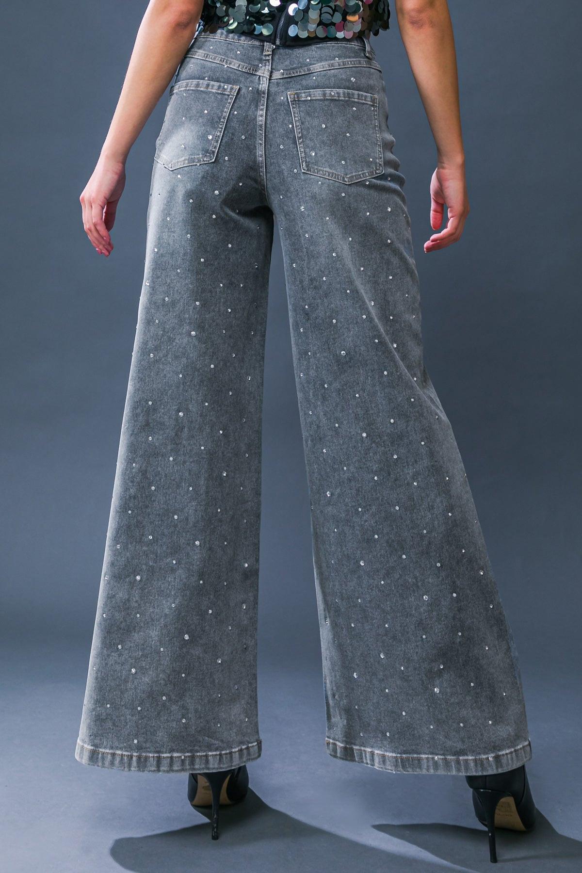 Take The Chance Denim Pants With Embellished Front Pockets Slim Fit