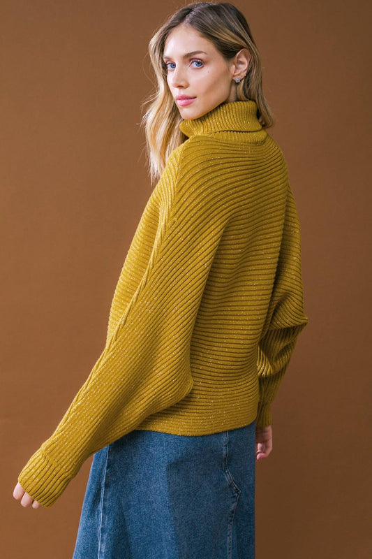 Love So Sweet Sweater Top Dolman Sleeve Turtle Neck Knit