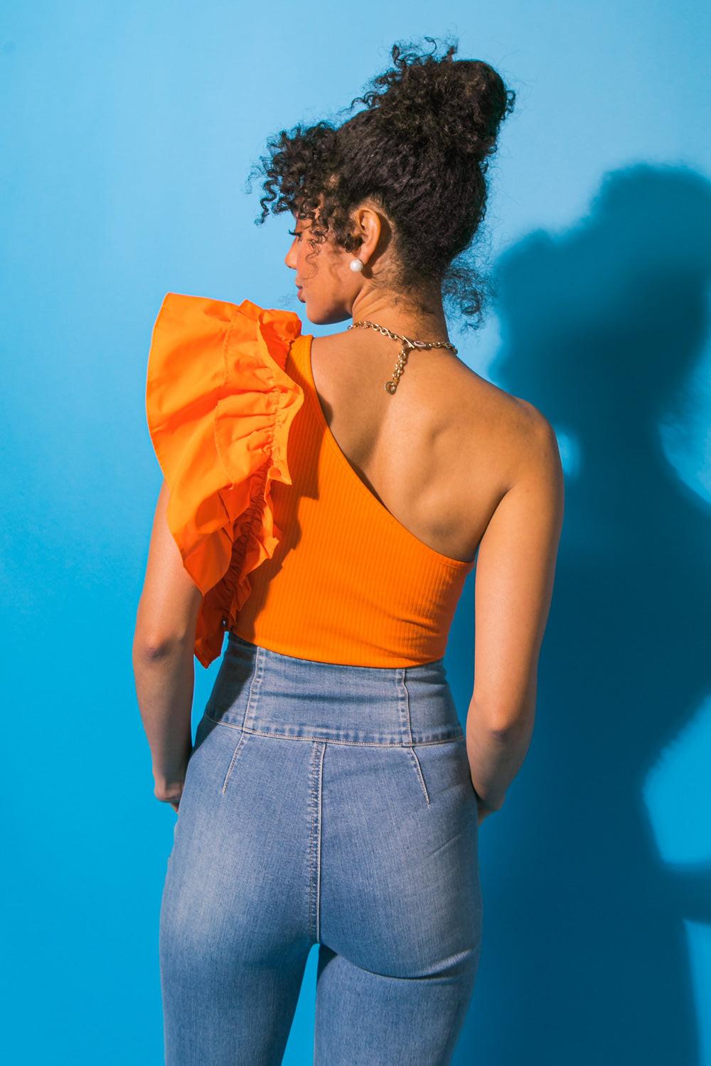 Dreamworld Off The Shoulder Woven Bodysuit With Ruffle Detailing
