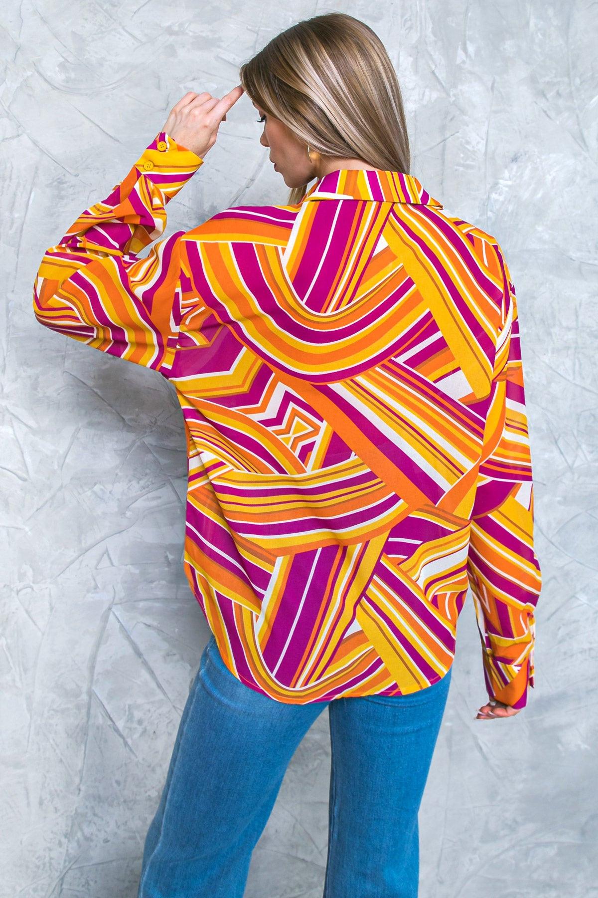 Lively Cham Woven Top Button Down With Shirt Collar